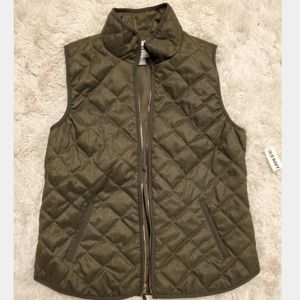 Olive green quilted vest